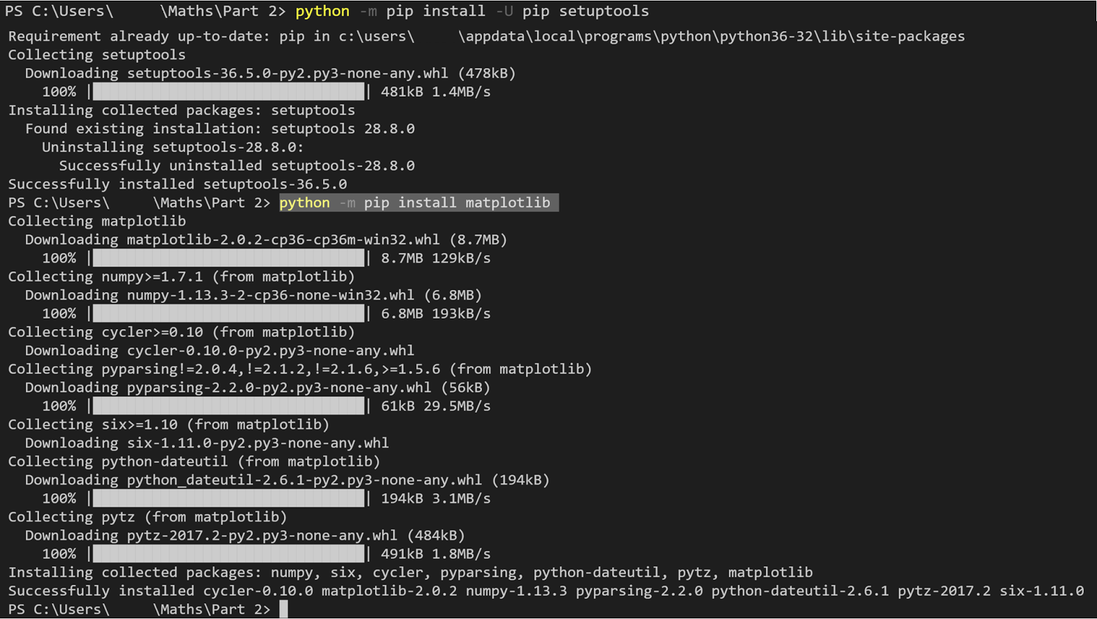 Installing matplotlib for python